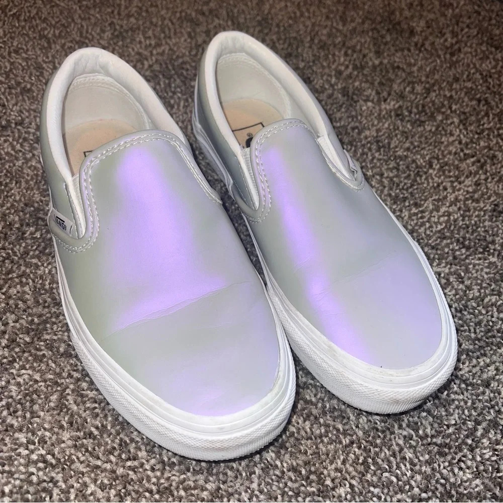Vans Classic Slip On Muted Metallic Gray/Violet Women's Skate Shoes Size 4 ❤️ - Picture 2 of 7